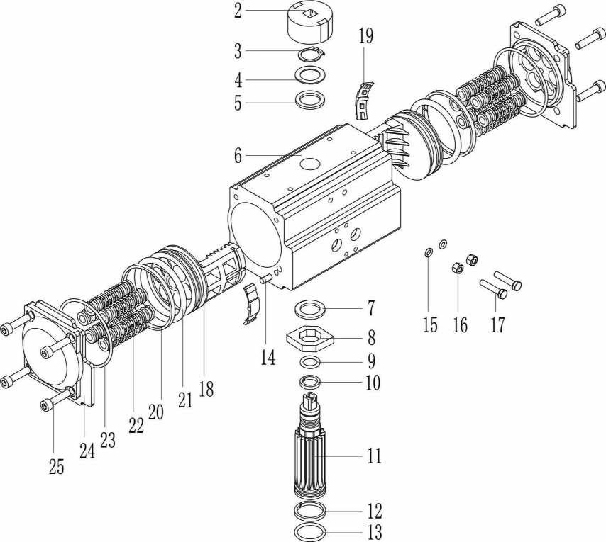 Rack and Pinion Single Acting Pneumatic Actuator S63 K10 Butterfly China Factory Made