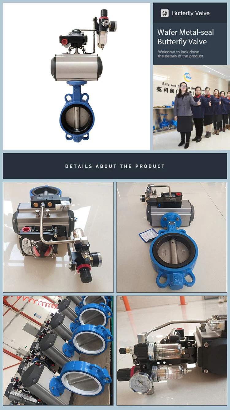 Rubber off Seat Wcb Body Wafer Cast Iron Butterfly Valve Pneumatic Operated Quick Excellent Performance