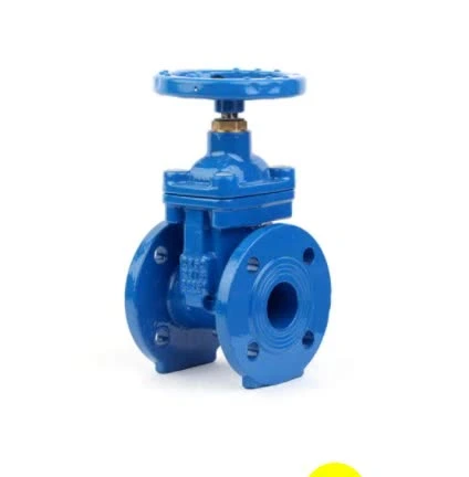 Válvula de compuerta azul DIN3352 F5 DN80, brida de hierro dúctil, fluido de agua, vástago sin anillo, volante manual de acero inoxidable de 2''